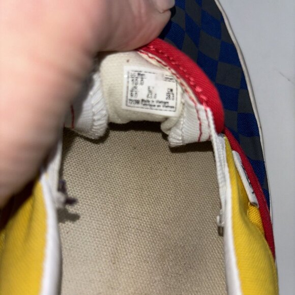 VANS OFF THE WALL CLASSIC SLIP ON BLUE GREY CHECK YELLOW SHOES M 10 - Picture 9 of 10